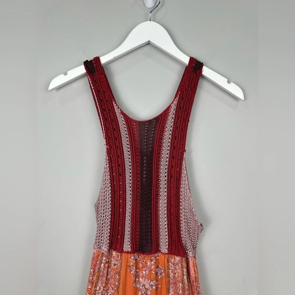 Free People Katie’s Mini Crochet Dress Red Orange Size Small